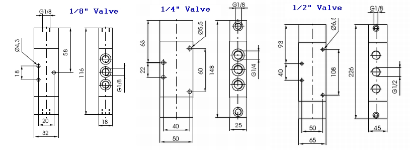 5/2 Double Pilot Pneumatic Valves